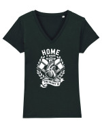 Home Heart Axe White Tricou mânecă scurtă guler V Damă Evoker