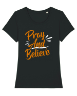 Pray And Believe Tricou mânecă scurtă guler larg fitted Damă Expresser