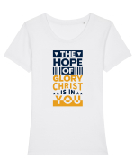 The Hope Of Glory Christ Is In You Tricou mânecă scurtă guler larg fitted Damă Expresser