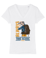 Always Take Scenic Route Tricou mânecă scurtă guler V Damă Evoker