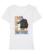 Always Take Scenic Route Tricou mânecă scurtă guler larg fitted Damă Expresser