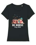Be Brave Stay Wild Tricou mânecă scurtă guler larg fitted Damă Expresser