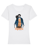 Explore the Unseen Tricou mânecă scurtă guler larg fitted Damă Expresser