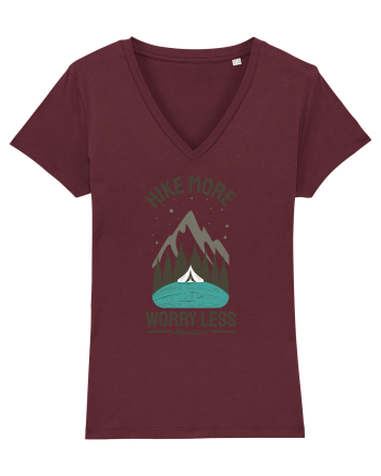 Hike More Worry Less Burgundy