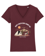 Keep Calm and Camp On Tricou mânecă scurtă guler V Damă Evoker