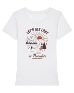 Lets Get Lost In Paradise Tricou mânecă scurtă guler larg fitted Damă Expresser