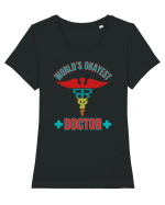 Pentru Doctori  Tricou mânecă scurtă guler larg fitted Damă Expresser