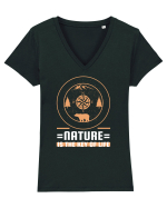 Nature is the Key to Life Tricou mânecă scurtă guler V Damă Evoker