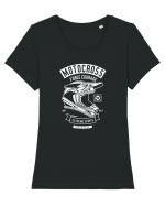 Motocross Extreme Sports White Tricou mânecă scurtă guler larg fitted Damă Expresser