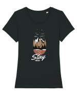 Stay Wild Tricou mânecă scurtă guler larg fitted Damă Expresser