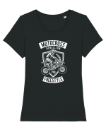 Motocross Freestyle White Tricou mânecă scurtă guler larg fitted Damă Expresser