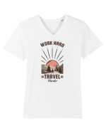 Work Hard Travel Harder Tricou mânecă scurtă guler V Bărbat Presenter
