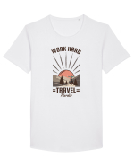Work Hard Travel Harder Tricou mânecă scurtă guler larg Bărbat Skater