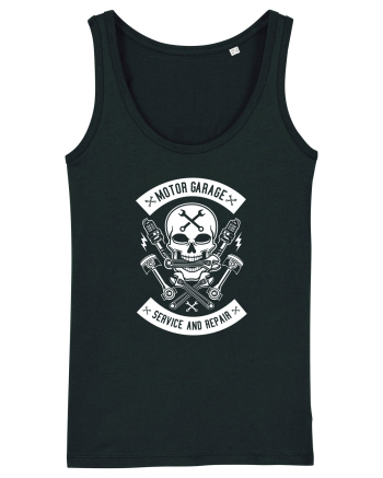 Moto Garage Skull White Black