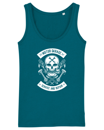 Moto Garage Skull White Ocean Depth