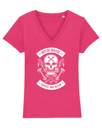 Moto Garage Skull White Raspberry