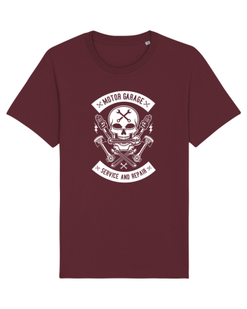 Moto Garage Skull White Burgundy