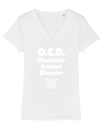 CROSETAT Tricou mânecă scurtă guler V Damă Evoker