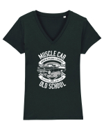 Muscle Car Vintage White Tricou mânecă scurtă guler V Damă Evoker