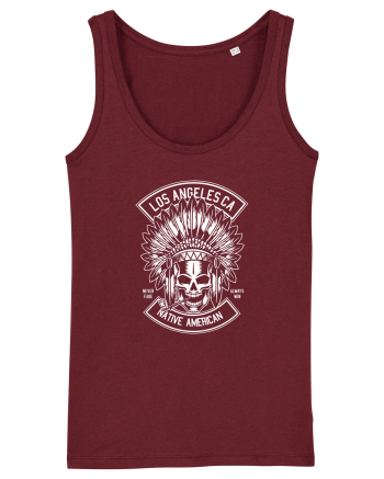 Native American Skull White Burgundy