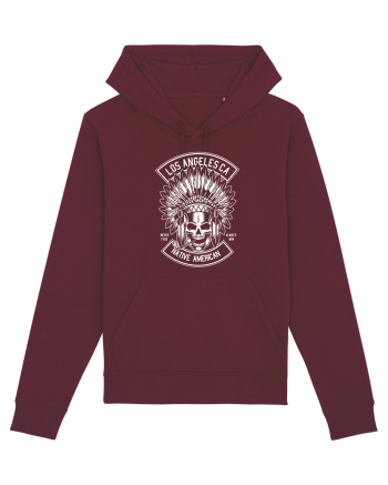 Native American Skull White Burgundy