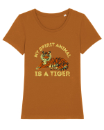 Pentru Iubitorii de Tigri  Tricou mânecă scurtă guler larg fitted Damă Expresser