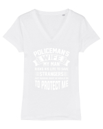 POLICE Tricou mânecă scurtă guler V Damă Evoker