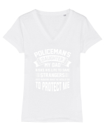 POLICE Tricou mânecă scurtă guler V Damă Evoker