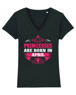 BORN IN APRIL Tricou mânecă scurtă guler V Damă Evoker