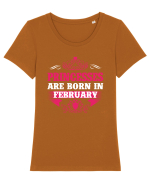 BORN IN FEBRUARY Tricou mânecă scurtă guler larg fitted Damă Expresser