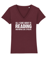 READING BOOKS Tricou mânecă scurtă guler V Damă Evoker