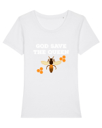 QUEEN BEE Tricou mânecă scurtă guler larg fitted Damă Expresser