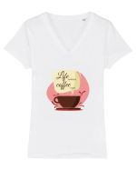 COFFEE Tricou mânecă scurtă guler V Damă Evoker