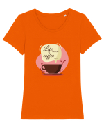 COFFEE Tricou mânecă scurtă guler larg fitted Damă Expresser