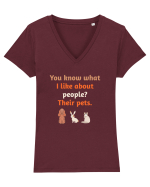 PET Tricou mânecă scurtă guler V Damă Evoker