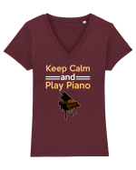 PIANO Tricou mânecă scurtă guler V Damă Evoker