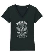Road Rage Moto White Tricou mânecă scurtă guler V Damă Evoker