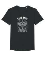 Road Rage Moto White Tricou mânecă scurtă guler larg Bărbat Skater