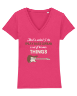 BASS GUITAR Tricou mânecă scurtă guler V Damă Evoker