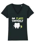 FLOSS TEETH Tricou mânecă scurtă guler V Damă Evoker