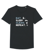 EAT SLEEP CLEAN Tricou mânecă scurtă guler larg Bărbat Skater
