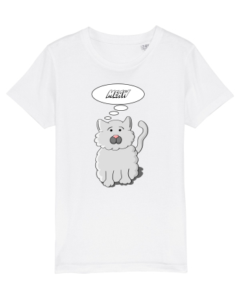 Pisica gri cu nasul roz serioasă Meaw White