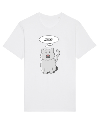 Pisica gri cu nasul roz serioasă Meaw White