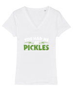 PICKLES Tricou mânecă scurtă guler V Damă Evoker