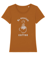 My Mountain Coffee / white Tricou mânecă scurtă guler larg fitted Damă Expresser