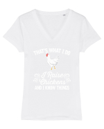 CHICKEN Tricou mânecă scurtă guler V Damă Evoker