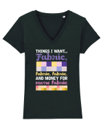 FABRIC Tricou mânecă scurtă guler V Damă Evoker