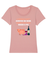 PIG and wine Tricou mânecă scurtă guler larg fitted Damă Expresser