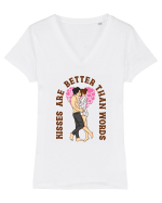 De ziua îndrăgostiților - Kisses are better than words Tricou mânecă scurtă guler V Damă Evoker