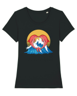 De ziua îndrăgostiților - Kissing in the sunset Tricou mânecă scurtă guler larg fitted Damă Expresser